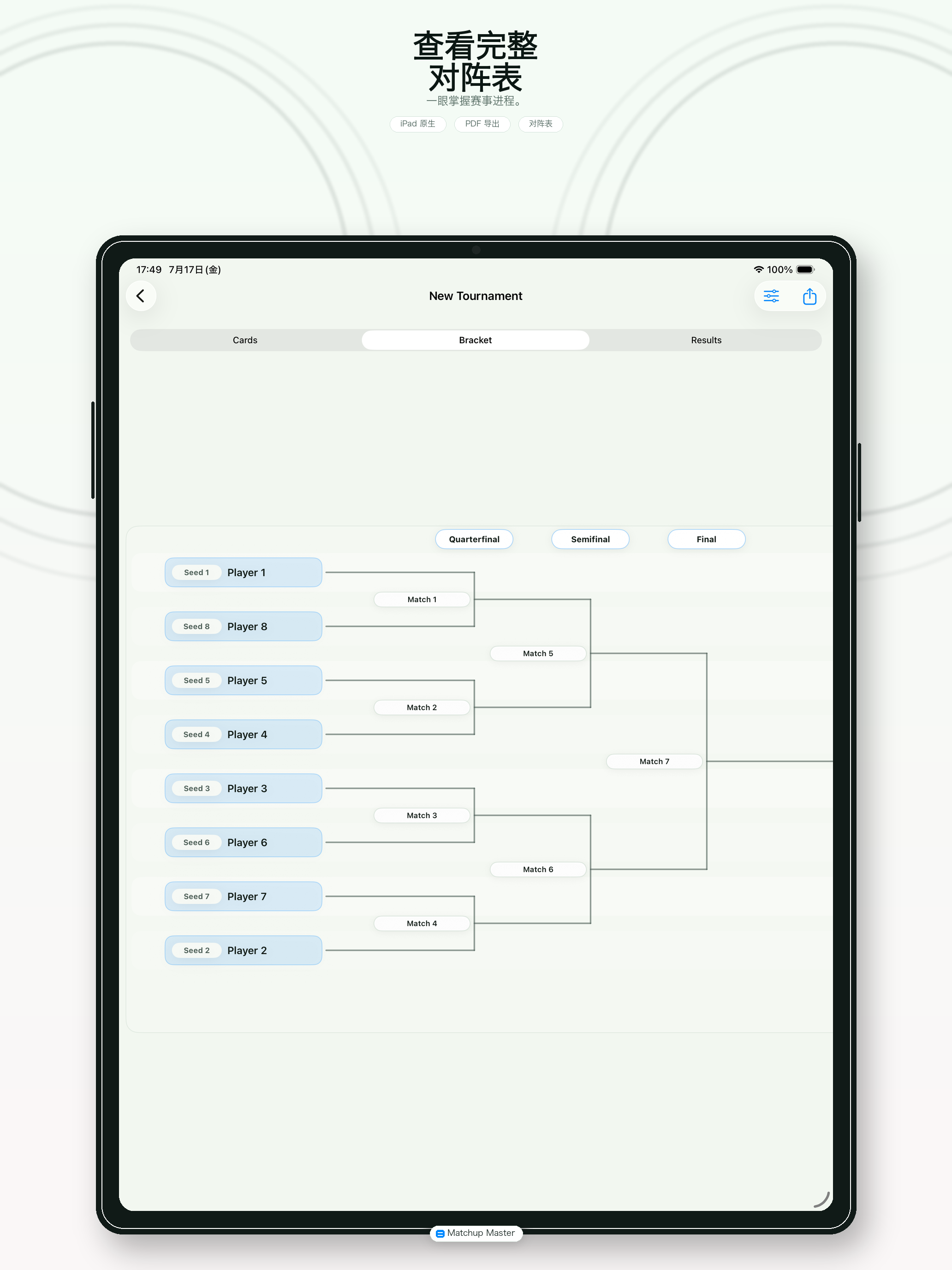 Matchup Master — 对阵表总览